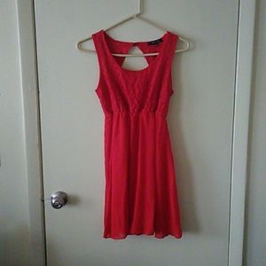 Red open back dress